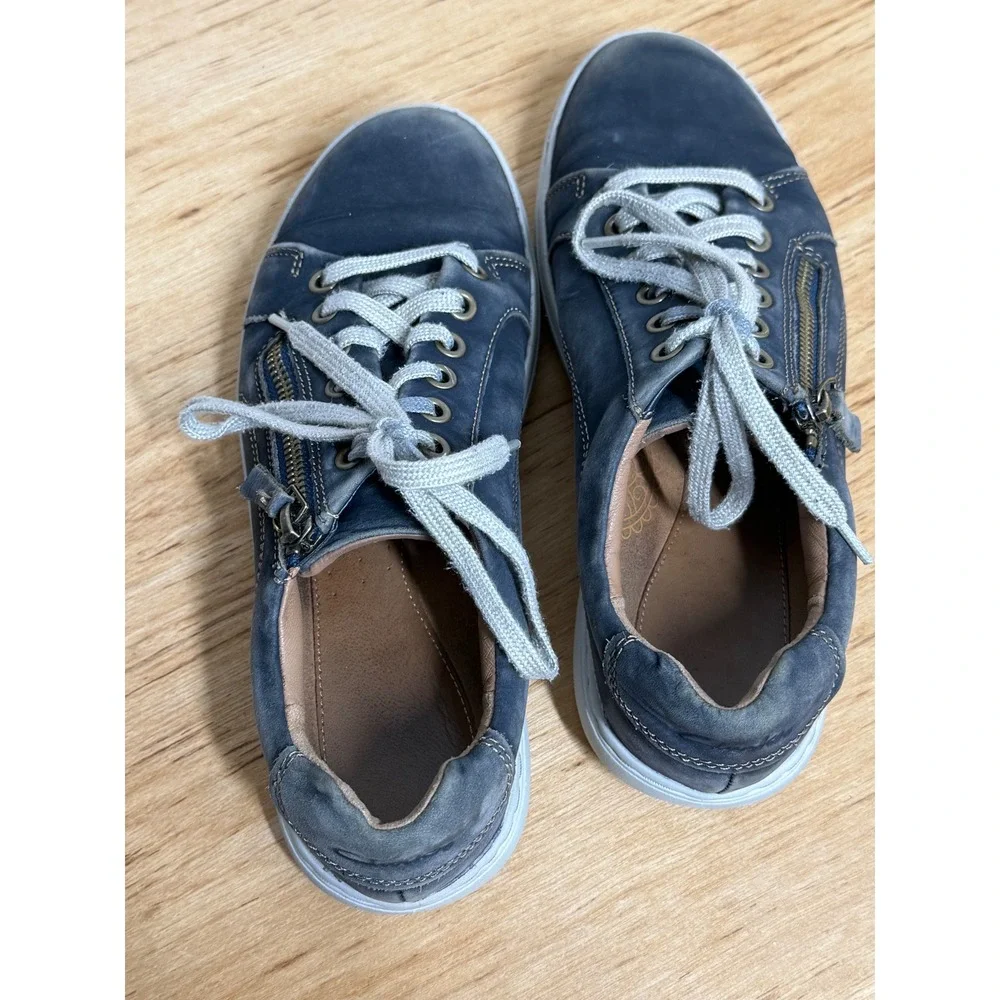 Clarks Un Rio Zip Navy Blue Nubuck Leather Sneakers‎ Womens 7 W Wide